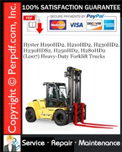 Hyster H190HD2, H210HD2, H230HD2, H230HDS2, H250HD2, H280HD2 (L007) Heavy-Duty Forklift Trucks